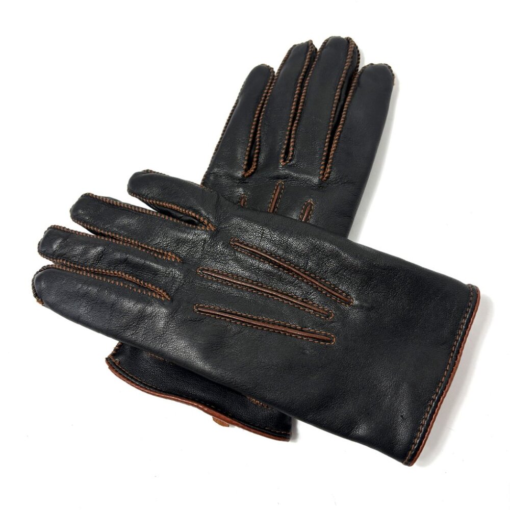 Lauren Ralph Lauren Black Leather Driving Gloves Size Medium EUC